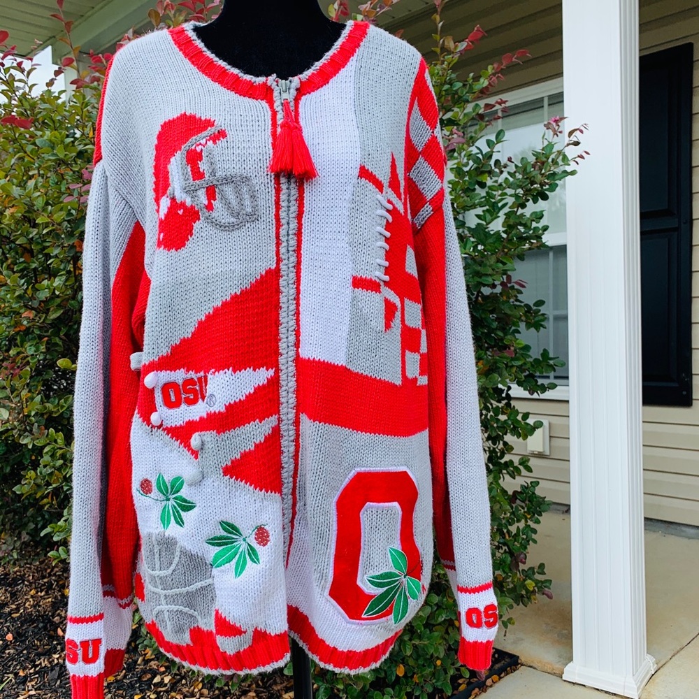 Vintage OSU Buckeyes Zip Up Sweater Sz L